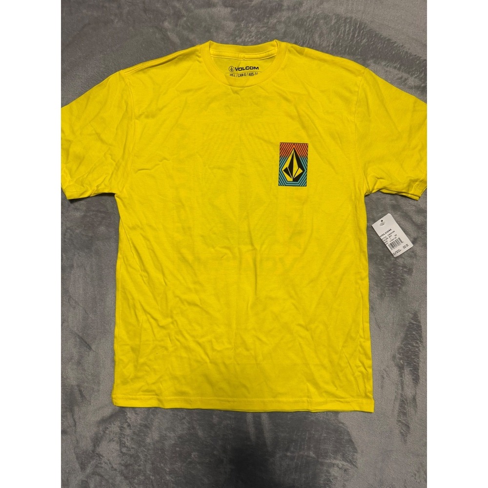 Volcom T Shirt Mens Large Yellow Extract Short Sleeve Stone Logo C3522430